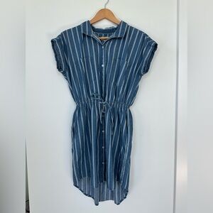 Blue Striped Button-Down Dress